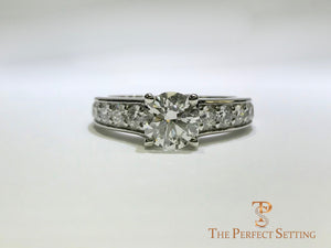 Custom Diamond Engagement Ring Bead Set Channel Setting Platinum