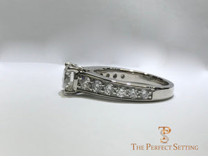 Custom Diamond Engagement Ring Bead Set Channel Setting Platinum side l