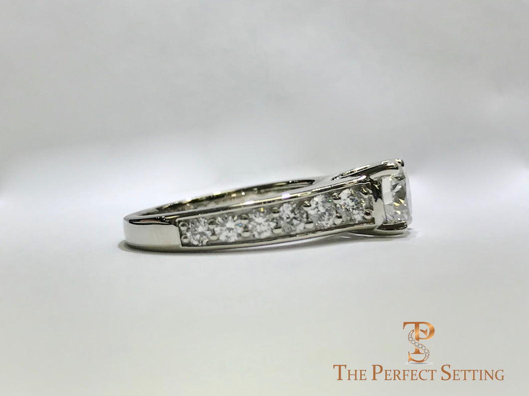 Custom Diamond Engagement Ring Bead Set Channel Setting Platinum side r