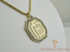 Custom Monogram Gold Pendant with Black Diamonds