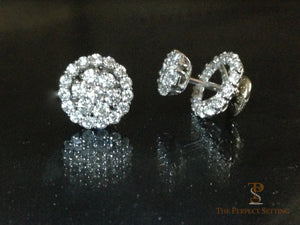 Diamond flower earrings with removable diamond halo