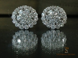 Diamond halo flower cluster earring