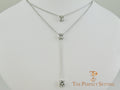 Three Stone Diamond Lariat Necklace on 18K White Gold Chain
