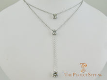Load image into Gallery viewer, Three Stone Diamond Lariat Necklace on 18K White Gold Chain