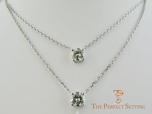 Three Stone Diamond Lariat Necklace on 18K White Gold Chain