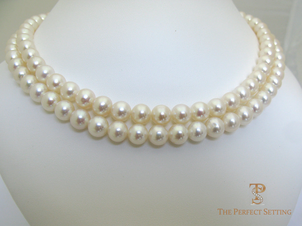 Mikimoto Double Strand Pearl Necklace - Graduated Sizes - Necklace/Chain -  Jewellery