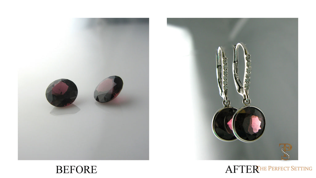 Unworn garnet from Sri Lanka become diamond earrings