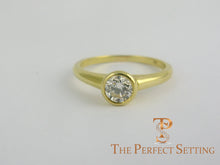 Load image into Gallery viewer, GIA certified round diamond bezel set ring 18K yellow gold