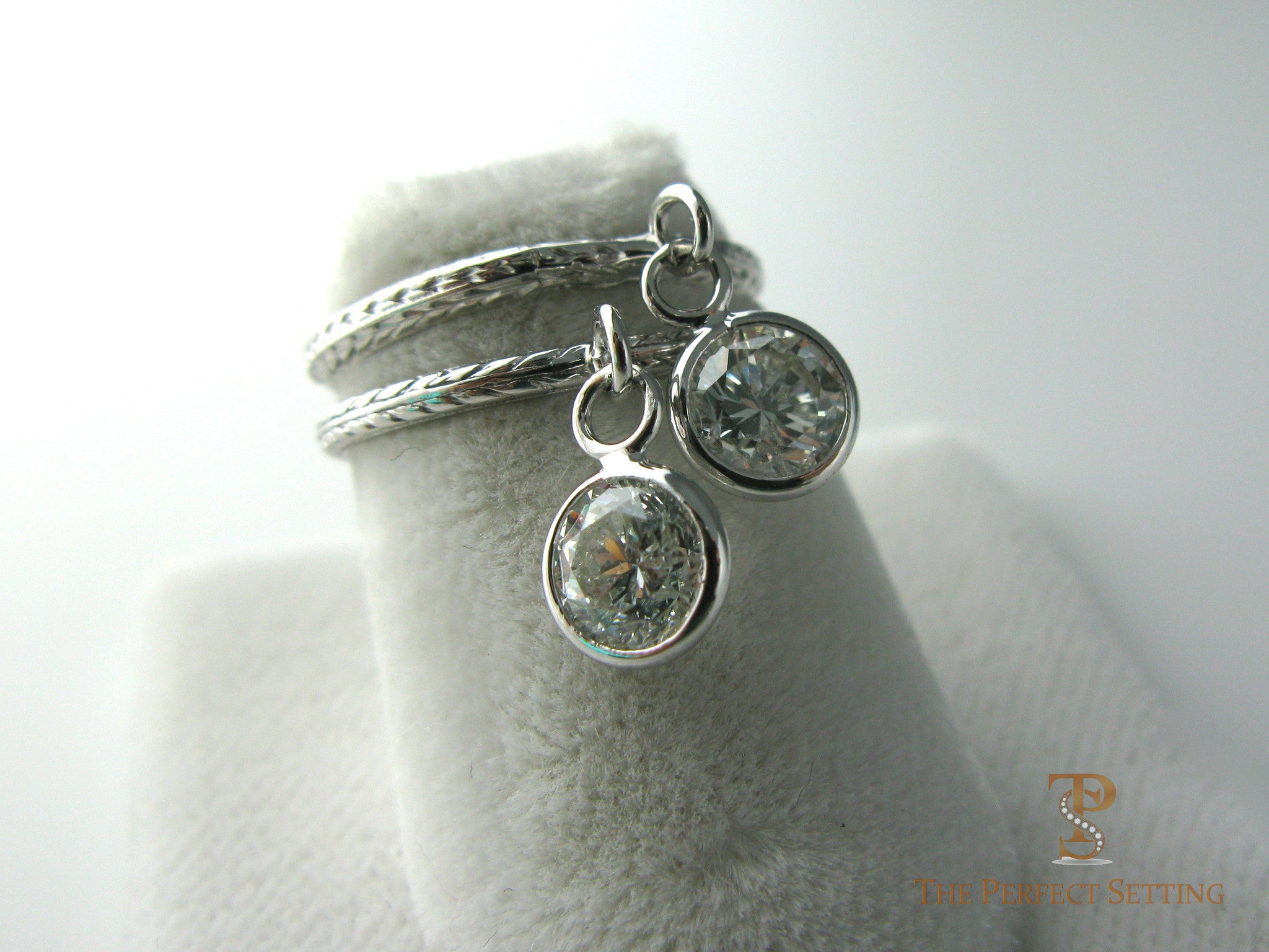 Vintage platinum rings bezel set diamonds