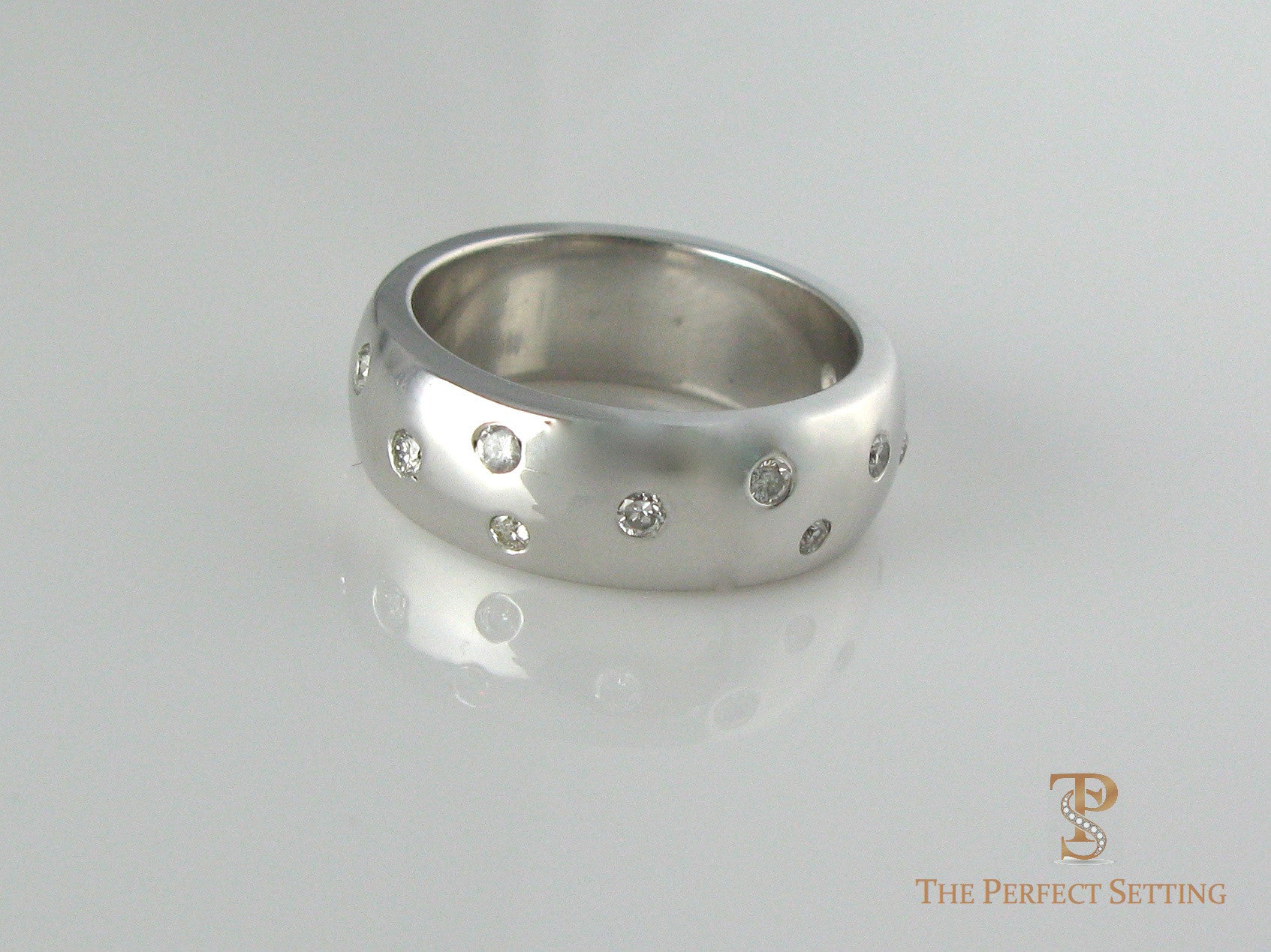 Thick Gold Band with Diamonds