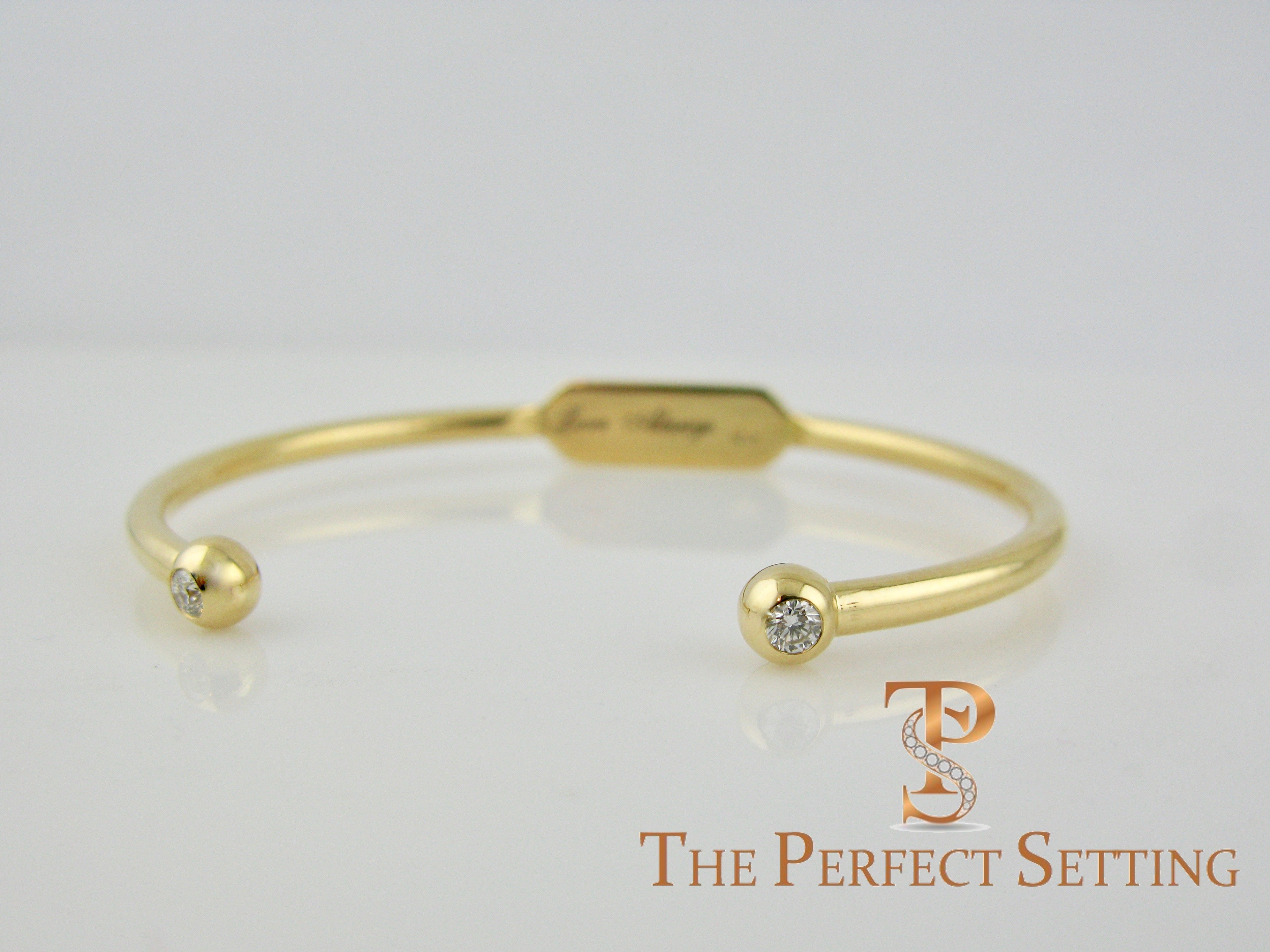 Reversible Gold Wire Diamond Birthstone Bracelet with Comfort Bar for Engraving