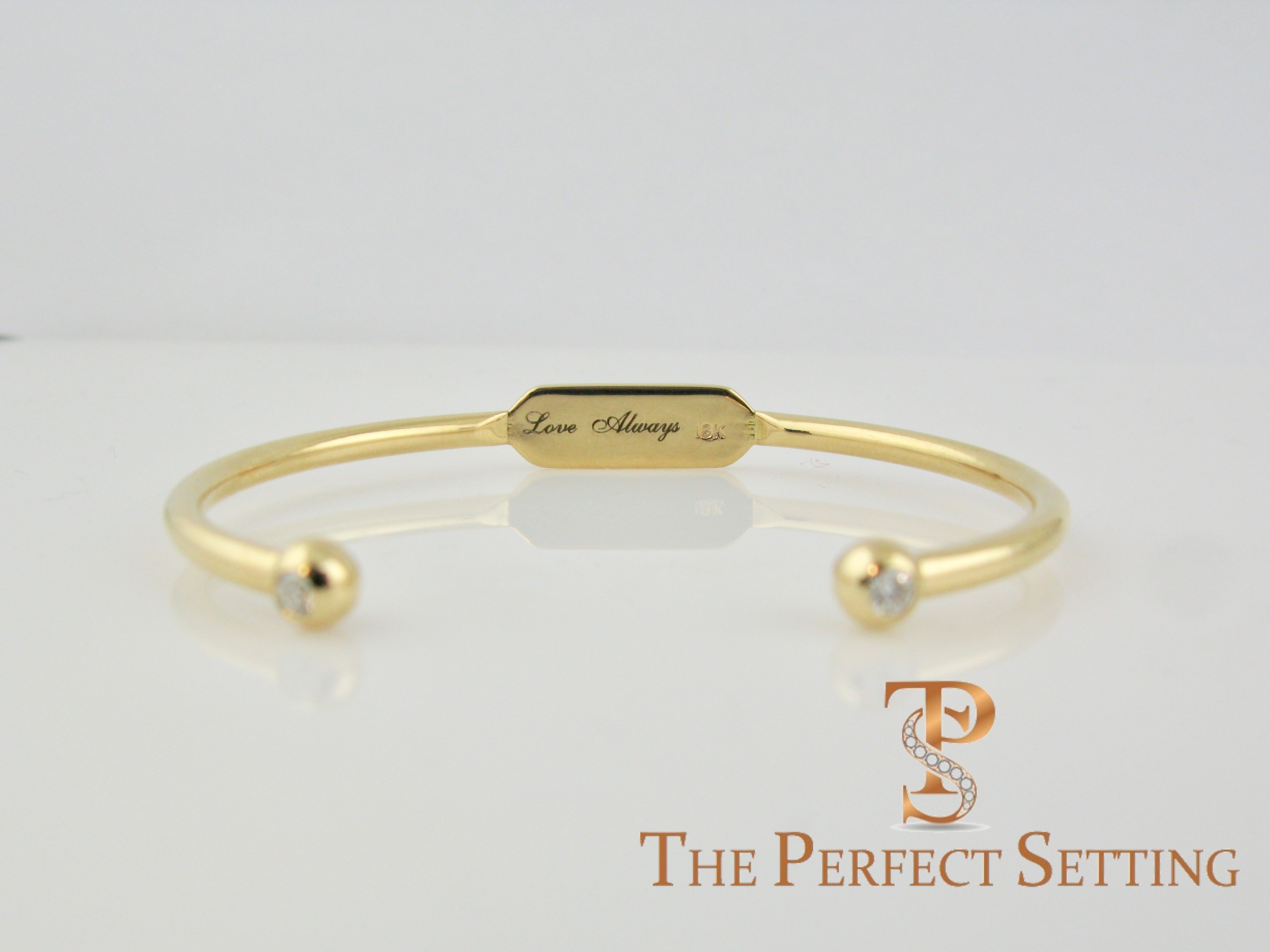 Reversible Gold Wire Diamond Birthstone Bracelet with Comfort Bar for Engraving