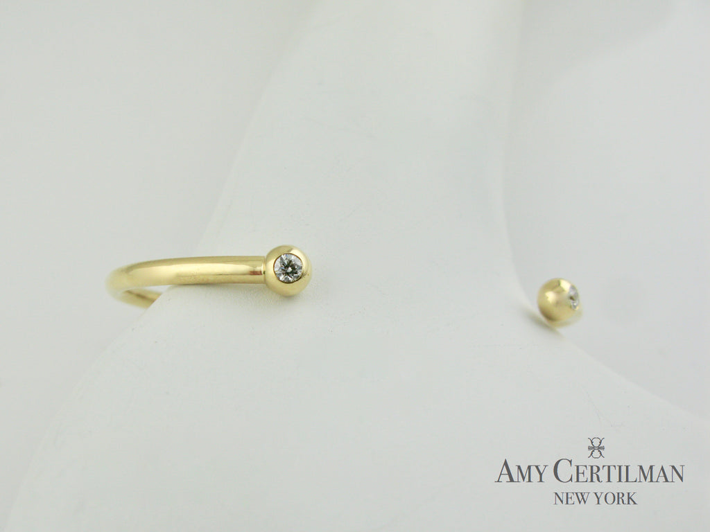 18K Custom Yellow Gold Wire Bracelet Lab Grown Cultured Diamonds