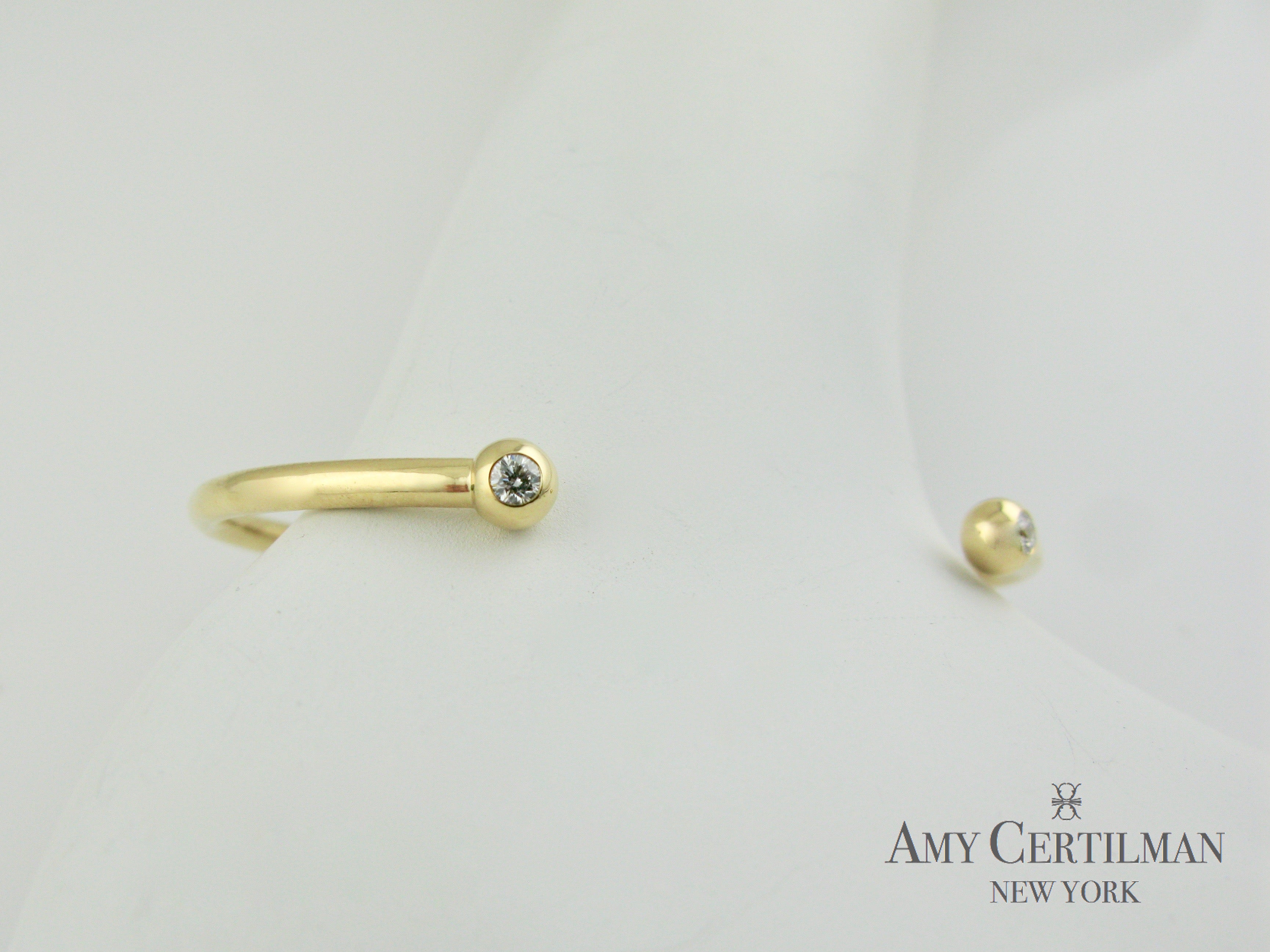 18K Custom Yellow Gold Wire Bracelet Lab Grown Cultured Diamonds