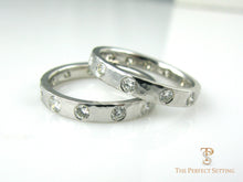 Load image into Gallery viewer, Hammered Diamond Wedding Bands