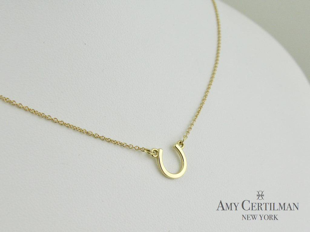 Gold Horseshoe Necklace Adjustable Chain