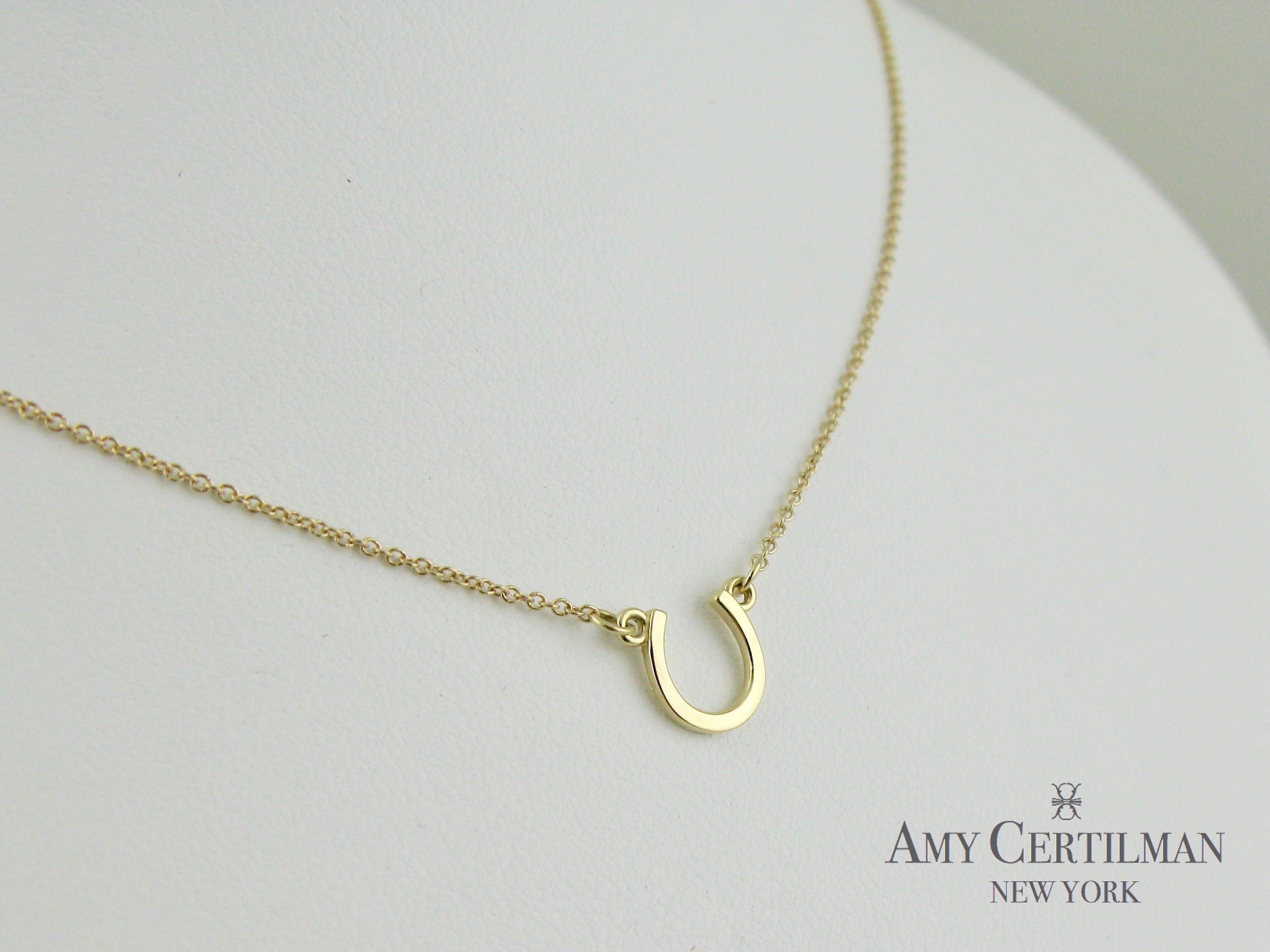 Gold Horseshoe Necklace Adjustable Chain