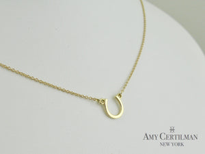 Gold Horseshoe Necklace Adjustable Chain