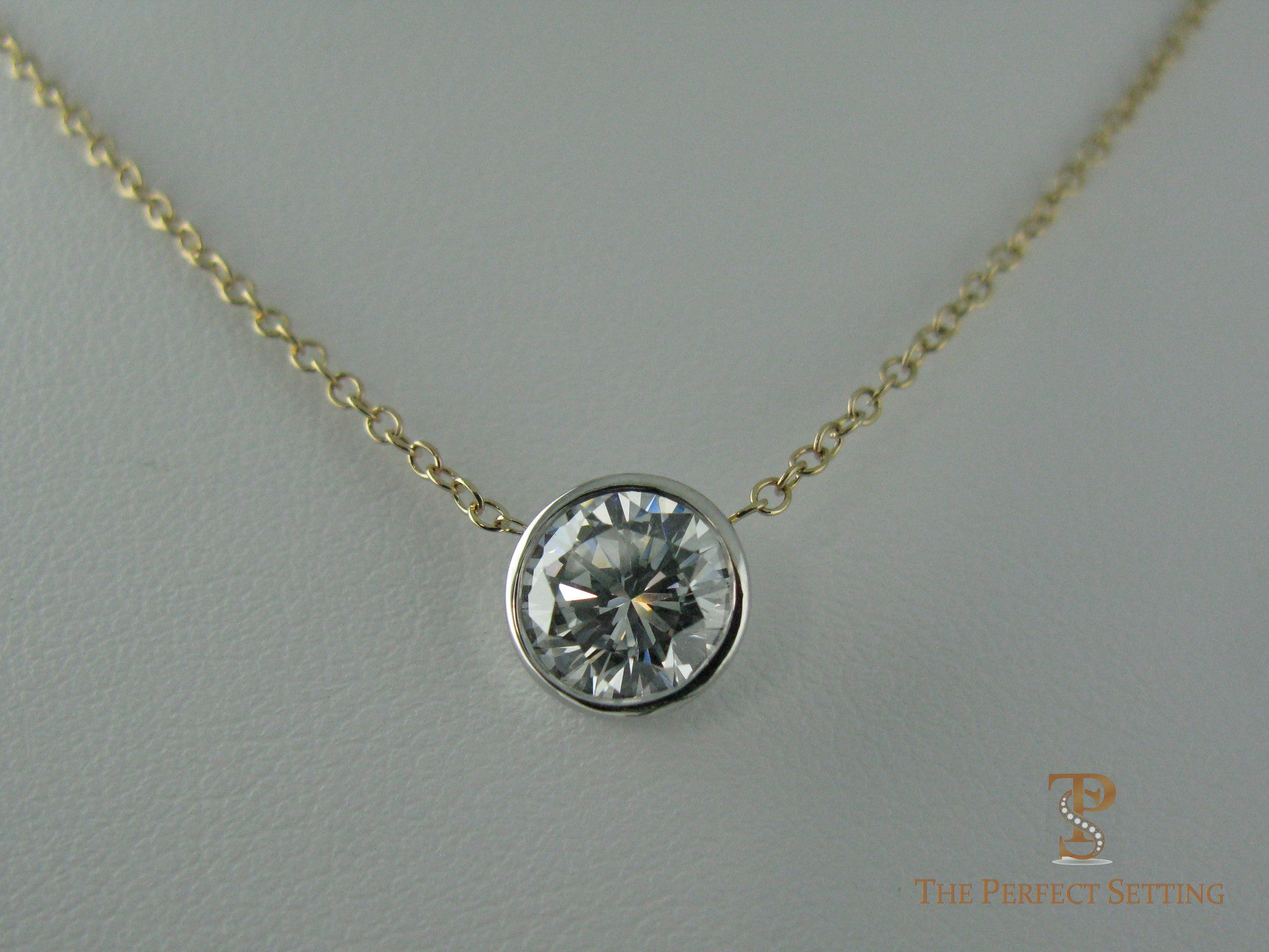 Bezel Set Diamond Solitaire Necklace