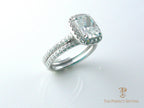 Radiant Cut Diamond Halo Ring with wedding band