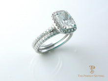 Load image into Gallery viewer, Radiant Cut Diamond Halo Ring with wedding band