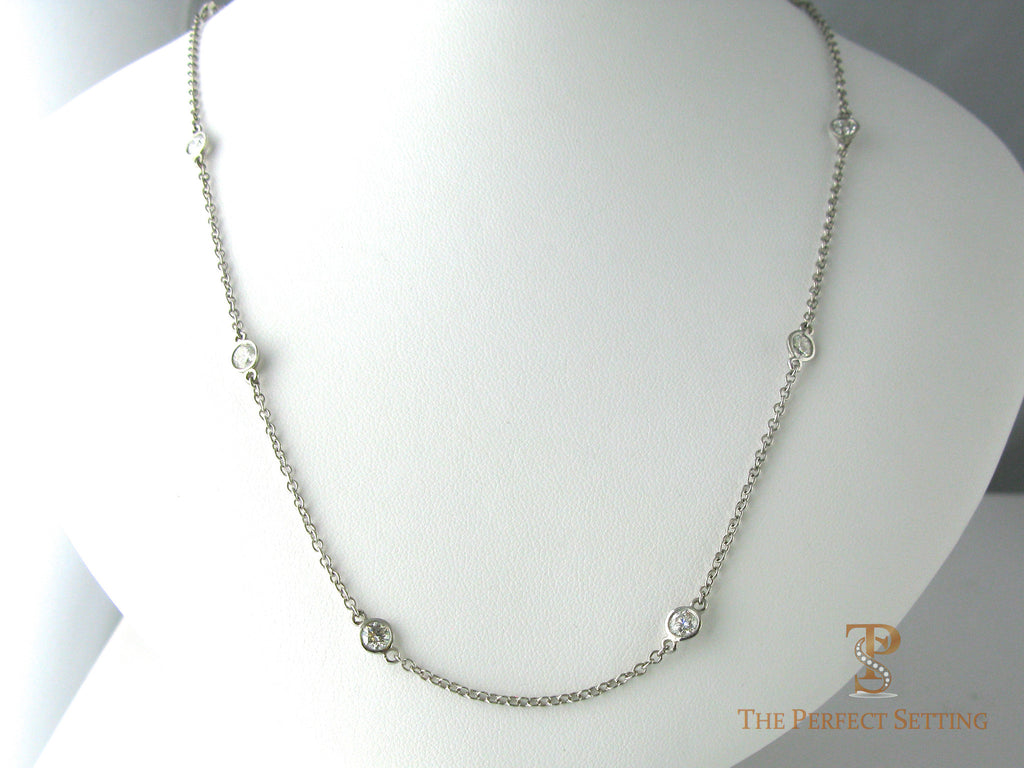 Diamonds bezel set on Platinum Chain