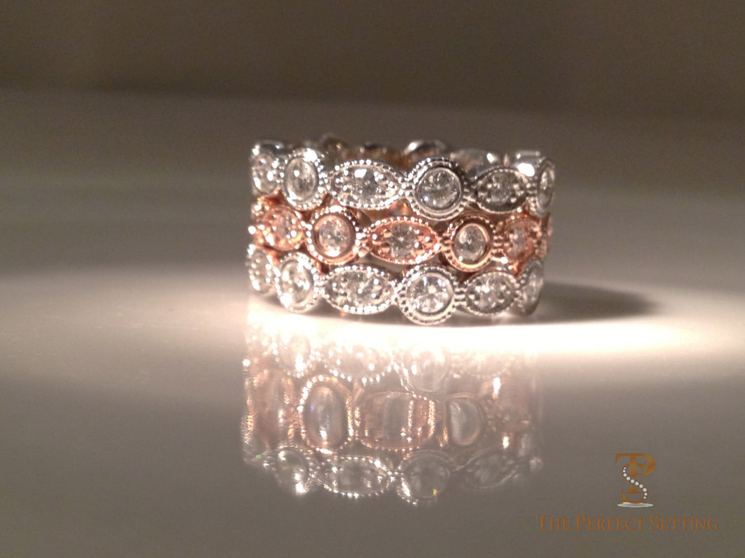 Diamond Oval and Round Stack Rings 