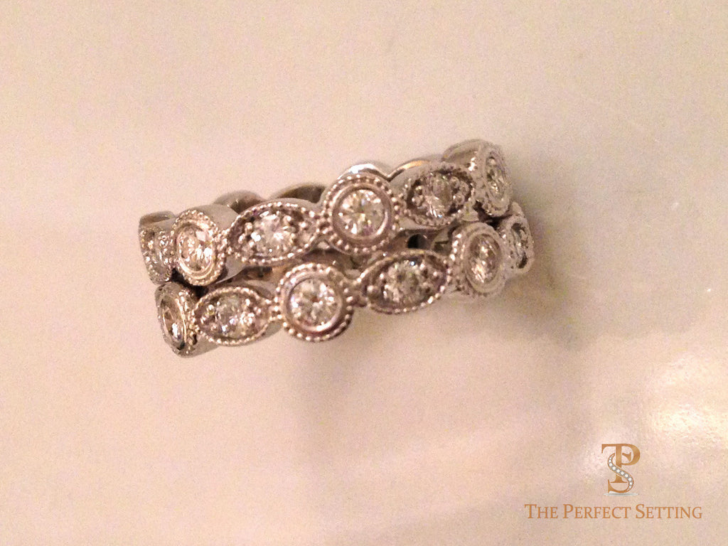 Diamond Oval Round Platinum Wedding Rings.