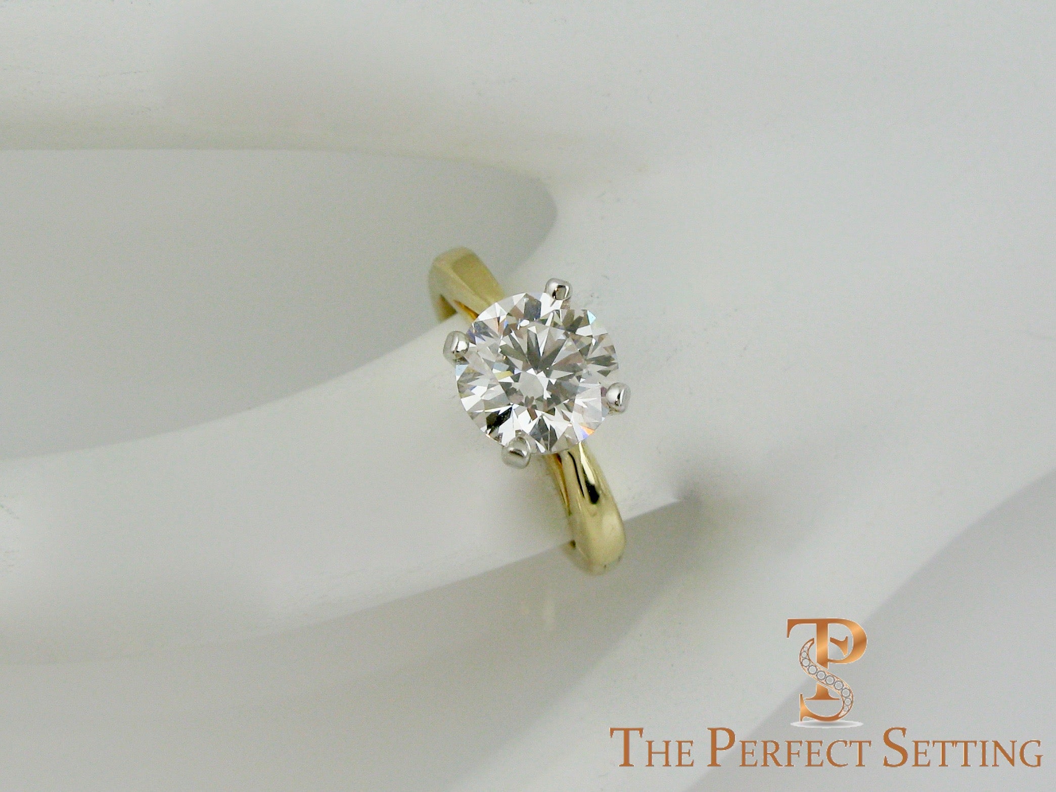 Lab Created Cultured Diamond Ring in Custom 18K Gold Setting