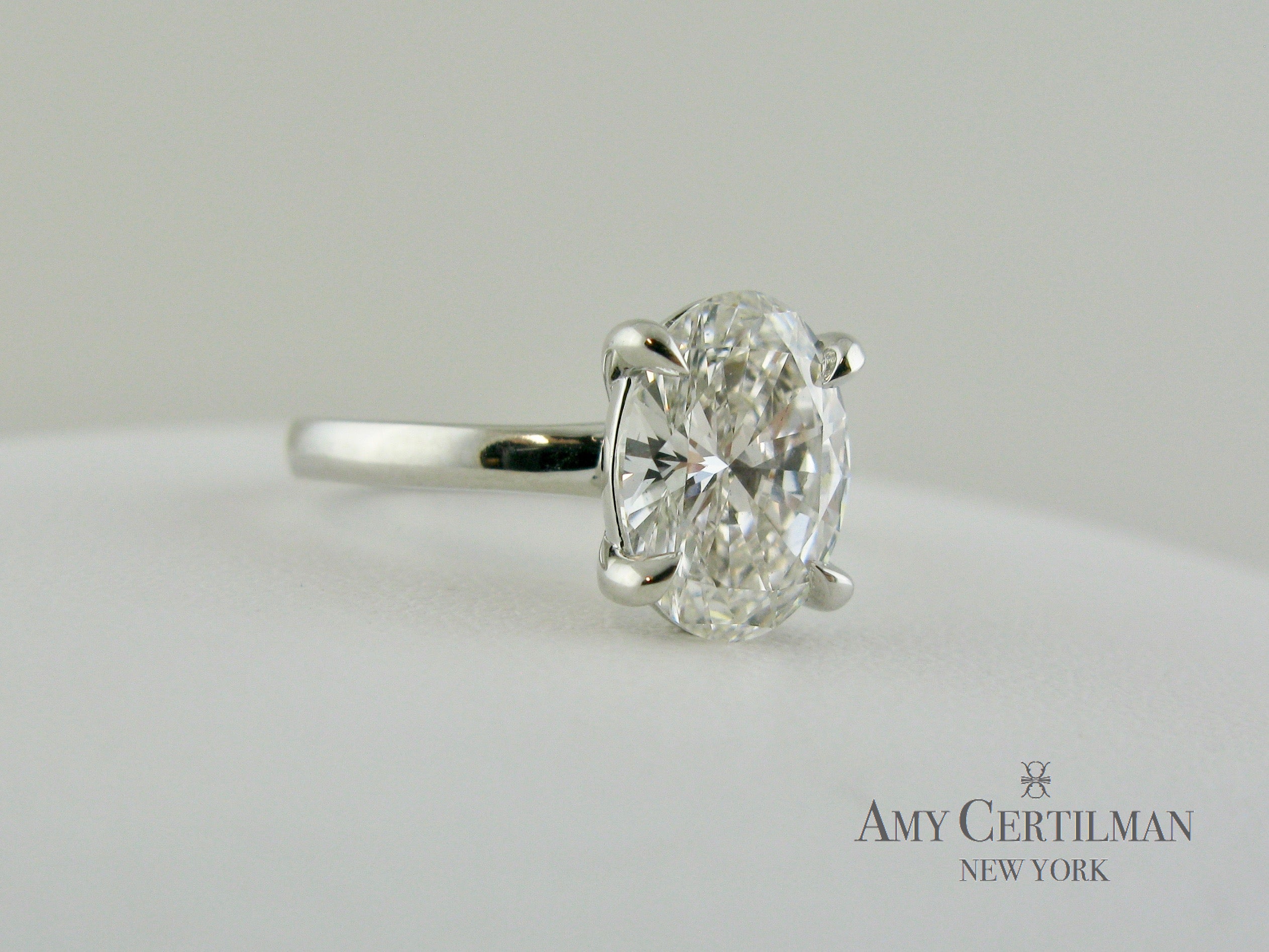 Lab Created Cultured Oval Diamond Engagement Ring side