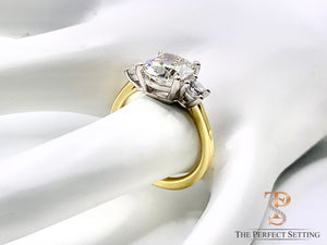 Megan Markel Inspired 3 Stone Cushion Ring with Lab Diamonds