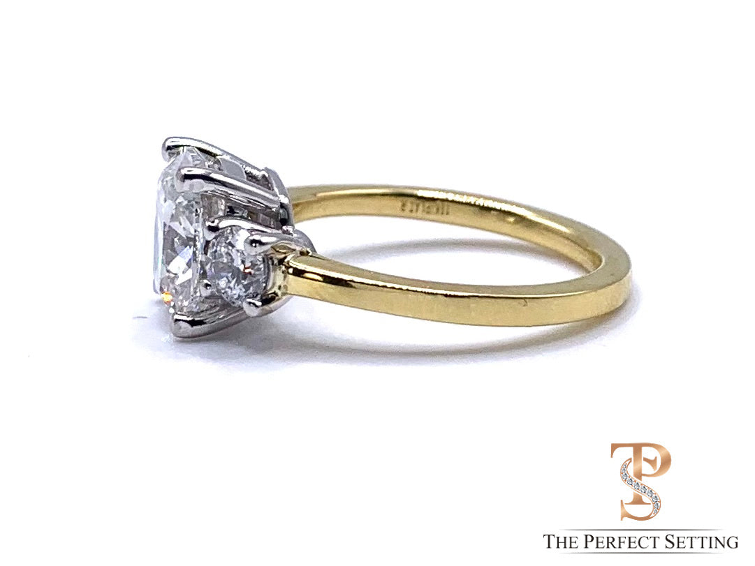 Megan Markel Inspired 3 Stone Cushion Ring with Lab Diamonds