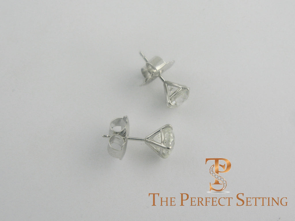 martini setting diamond stud 4 prong sideways