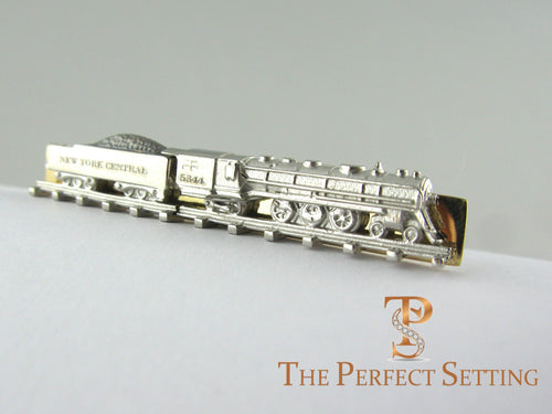 NY Central Train #5344 tie clip platinum and gold