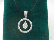 Load image into Gallery viewer, Pear Diamond Circle Pendant Enhancer on leather cord