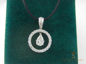 Pear Diamond Circle Pendant Enhancer on leather cord