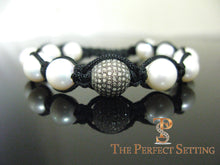 Load image into Gallery viewer, custom pearl pave diamond macrame bracelet