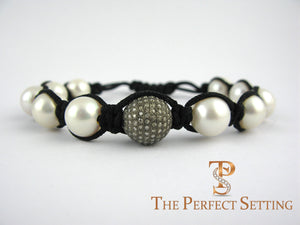 pearl pave diamond macrame bracelet