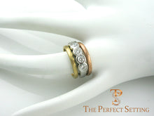 Load image into Gallery viewer, rustic tri gold diamond ring