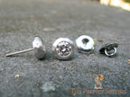diamond studs hammered white gold setting