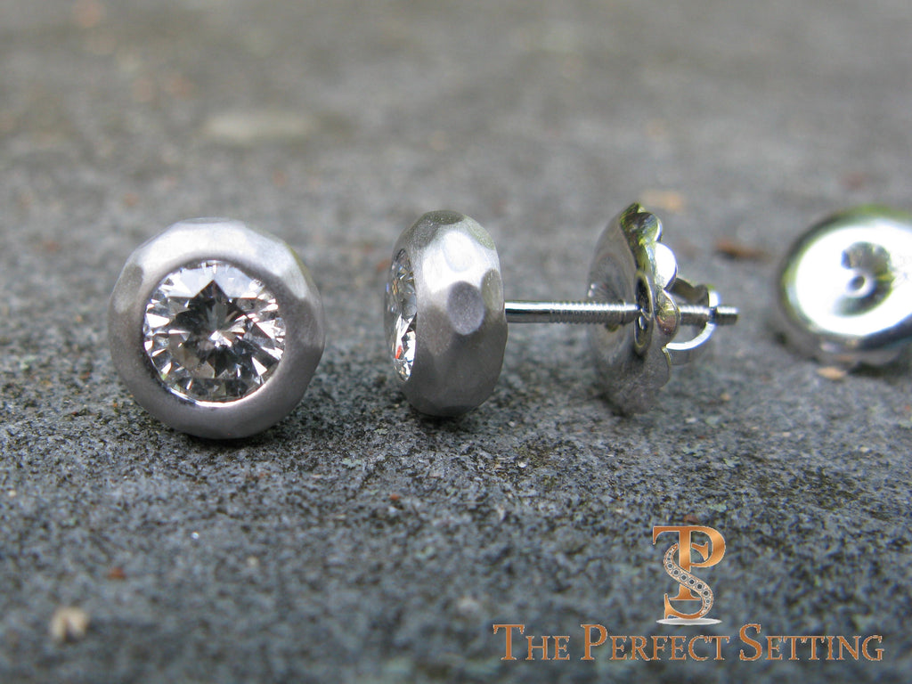 rustic hammered diamond studs