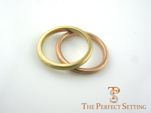 custom hammered wedding bands rose and yellow gold