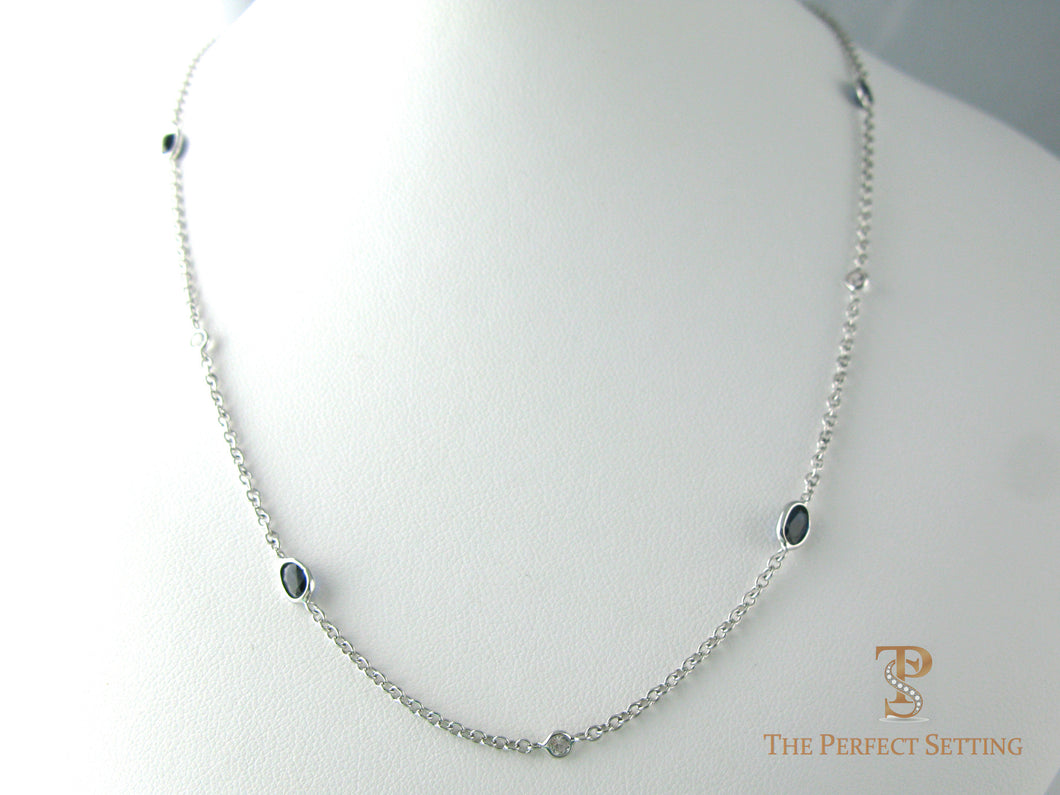 Sapphire and Diamond Bezel Set Necklace