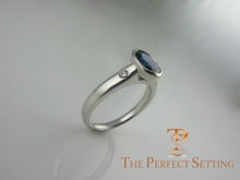 Load image into Gallery viewer, Bezel Set Oval Sapphire and Diamond Ring
