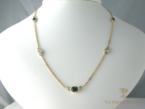 Sapphire and Diamond Bezel Set Necklace