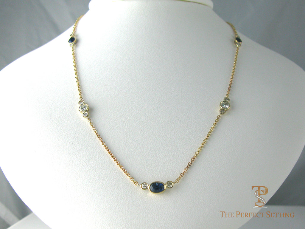 Sapphire and Diamond Bezel Set necklace