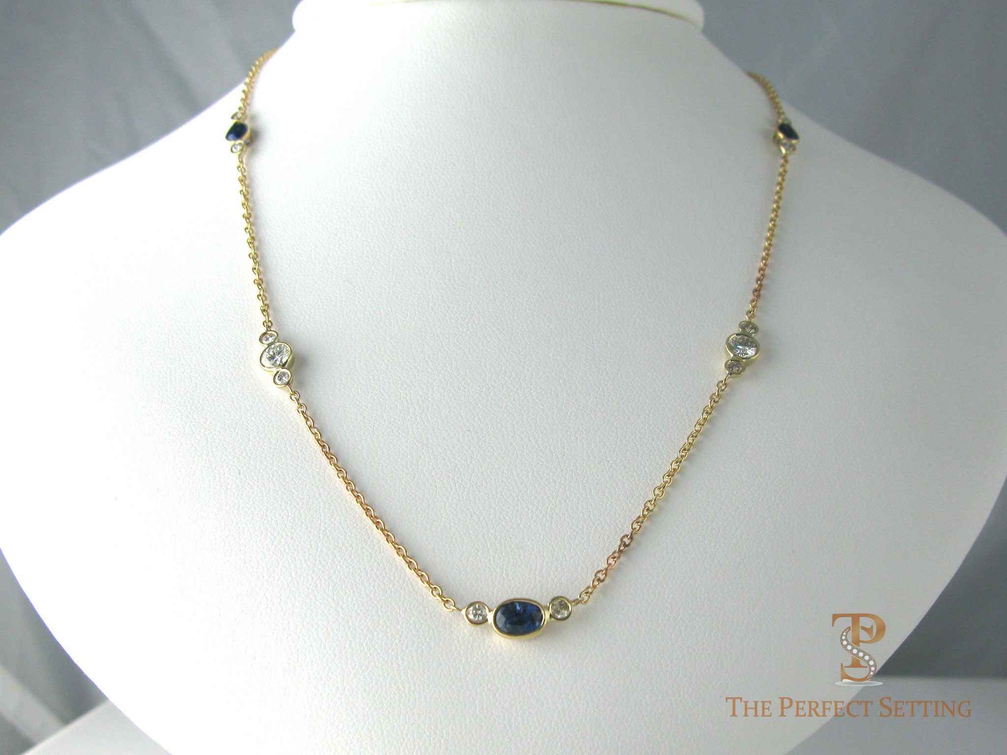 Sapphire and Diamond Bezel Set necklace