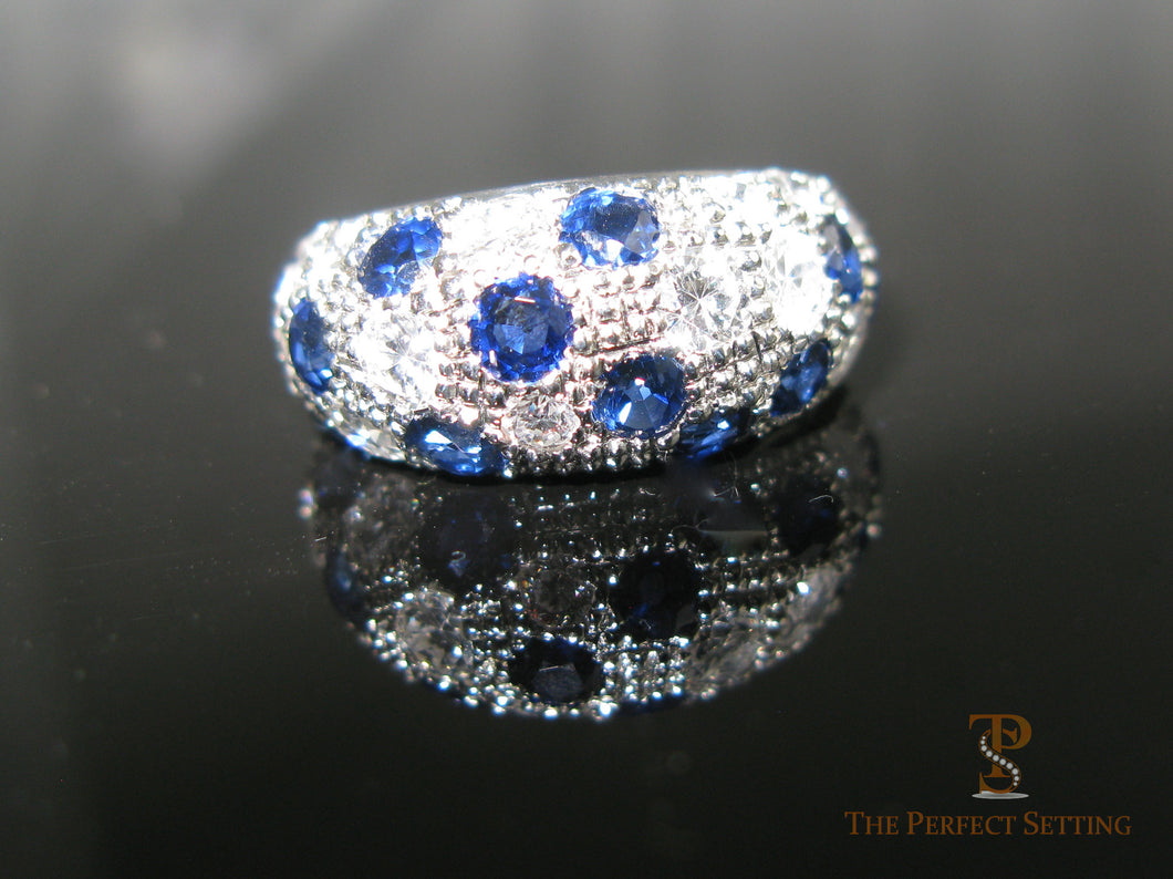 Custom Sapphire and Diamond Dome Ring