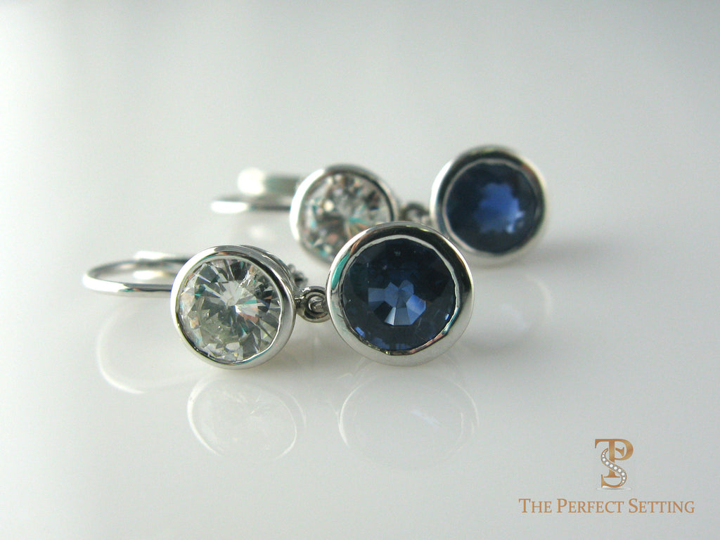 Sapphire Diamond Earrings Hinged wire