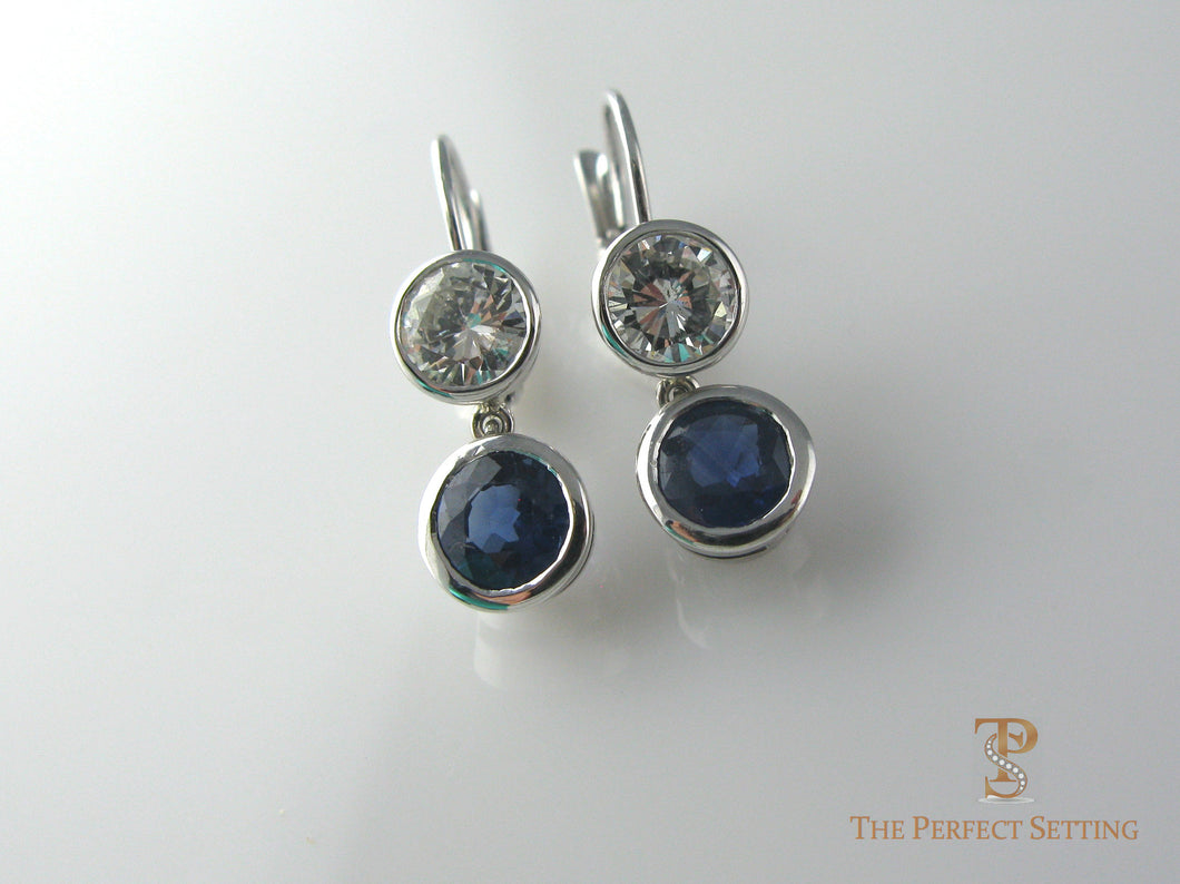 Sapphire Diamond Earrings Hinged wire